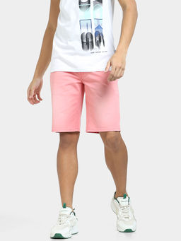 Jack & Jones - Men Solid Pink Shorts