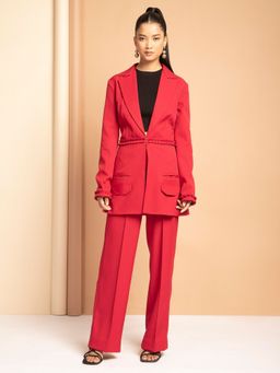 ETE - Nina Red Crepe Co-Ord (Set of 2)