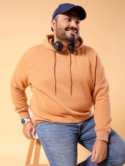 Hardsoda - Men Hooded Neck Solid Orange Hoodie