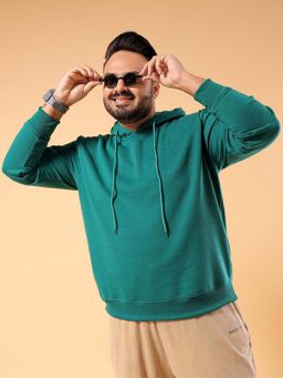Hardsoda - Men Hooded Neck Solid Teal Hoodie