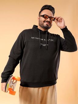 Hardsoda - Men High Neck Typography Black Sweatshirt