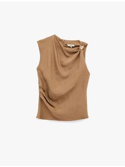 Koton - Womens Brown Accessory Detail Top