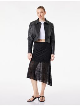 Koton - Womens Black Asymmetric Midi Skirt