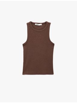 Koton - Womens Brown Cotton Ribbed Tank Top