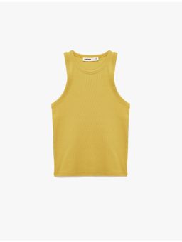 Koton - Womens Khaki Cotton Ribbed Tank Top