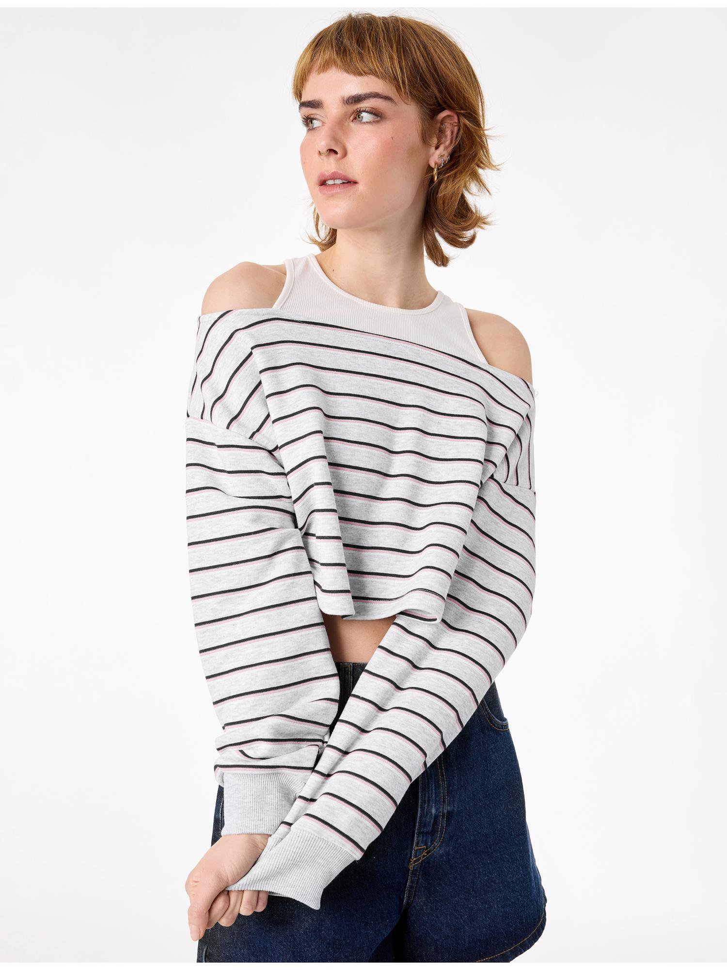 koton Womens Grey Crop Sweatshirt-picture-1