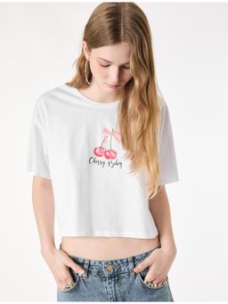 Koton - Womens White Crop T-Shirt