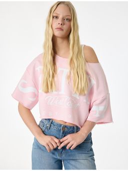 Koton - Womens Pink Crop T-Shirt