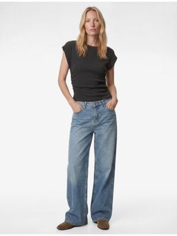 Koton - Womens Grey Draped Textured Top