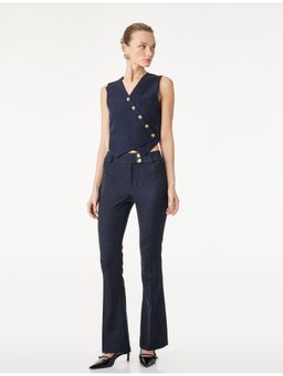 Koton - Womens Stripes Navy Blue Flared Pant