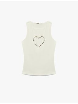 Koton - Womens White Heart Detail Tank Top