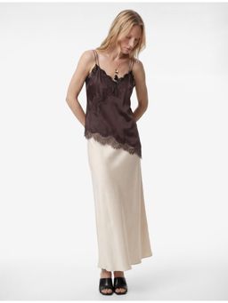 Koton - Womens Beige Maxi Satin Skirt