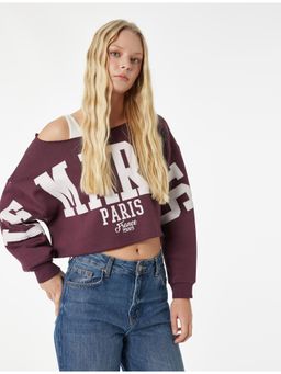 Koton - Womens Burgundy Oversize Sweatshirt