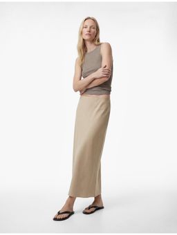 Koton - Womens Beige Satin Bell Maxi Skirt