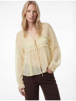 Koton - Womens Beige Sheer Chiffon Top
