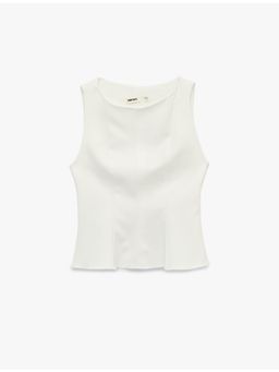 Koton - Womens White Sleeveless Peplum Top