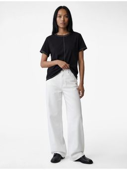 Koton - Womens Black Stitch Detail T-Shirt