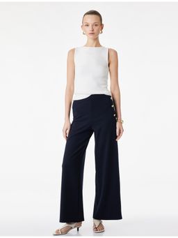 Koton - Womens Navy Blue Wide Leg Pant