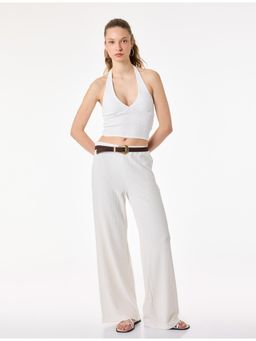 Koton - Womens White Wide Leg Trouser