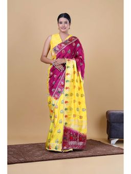 VGlame - Multi-Color Gajji Silk Saree With Unstitched Blouse