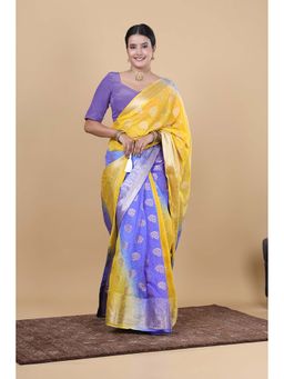 VGlame - Multi-Color Pure Georgette Saree With Unstitched Blouse