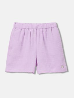 Blue Giraffe - Girls Purple Solid Regular Fit Mid-Rise Shorts