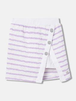 Blue Giraffe - Girls White Striped Regular Fit Mid-Rise Skirt