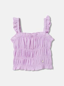 Blue Giraffe - Girls Purple Solid Square neck Sleeveless Top