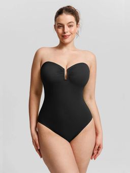 Shop The Edit - Black Solid Tummy Control One Piece Swimsuit
