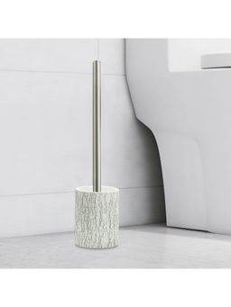 OBSESSIONS - Polyresin Toilet Brush with Holder, Grey & White