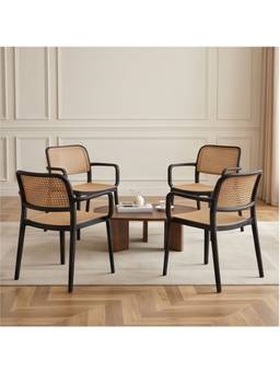 The Artment - Retro Black Chair Witharm Mid-Century Modern Chair (Pack of 4)