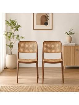 The Artment - Retro Brown Chair Armless Mid-Century Modern Chair (Pack of 2)