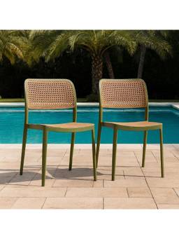 The Artment - Retro Green Chair Armless Mid-Century Modern Chair (Pack of 2)