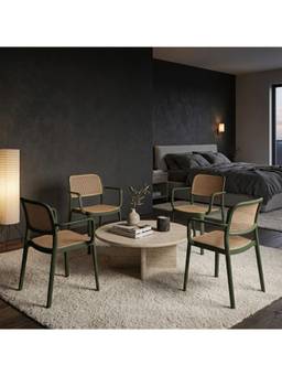 The Artment - Retro Green Chair Witharm Mid-Century Modern Chair (Pack of 4)