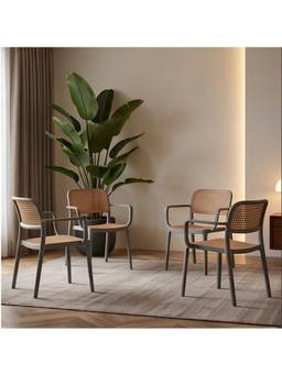 The Artment - Retro Grey Chair Witharm Mid-Century Modern Chair (Pack of 4)