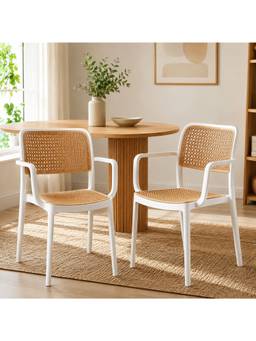 The Artment - Retro White Chair Witharm Mid-Century Modern Chair (Pack of 2)