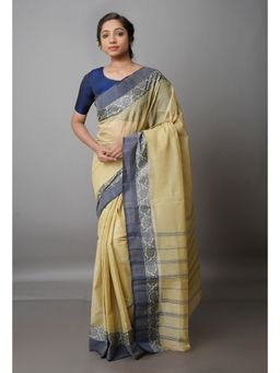 Unnati Silks - Beige Pure Handloom Superfine Bengal Cotton Saree