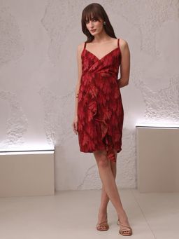 PURVAJA - Women Floral Red Bodycon Dress