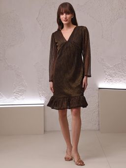 PURVAJA - Women Solid Black Fit and Flared Dress