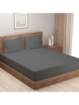 Swayam - Floral Grey Double Bedsheet with 2 Pillow Cover