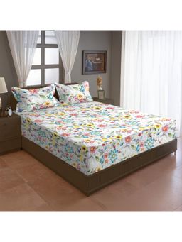 Swayam - Floral Multi-Color Double Bedsheet with 2 Pillow Cover