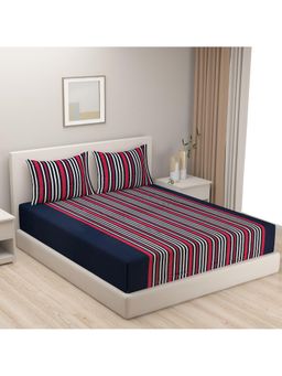 Swayam - Geometric Blue Bedsheet with 2 Pillow Cover