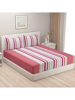 Swayam - Geometric Pink/Purple Bedsheet with 2 Pillow Cover