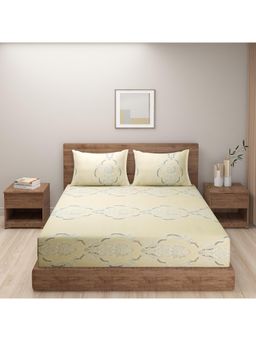 Swayam - Ethnic Yellow King Bedsheet with 2 Pillow Cover