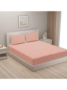 Swayam - Nature Orange King Bedsheet with 2 Pillow Cover