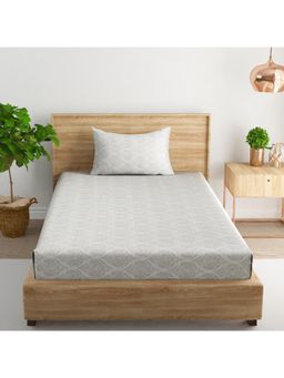 Swayam - Ethnic Grey Single Bedsheet with Pillow Cover