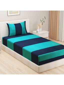 Swayam - Solid-Plain Blue Single Bedsheet with Pillow Cover
