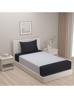 Swayam - Ethnic Black Single Bedsheet with Pillow Cover