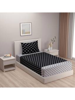 Swayam - Ethnic Black Single Bedsheet with Pillow Cover