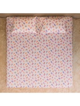 ZOOKEEPER - A Flutter Of Wings Bed sheet with 2 Pillow Cover and Shams Double